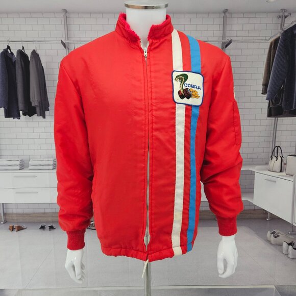 Ford Cobra Jacket Racing Mechanic Windbreaker COAT Red Size Medium - Picture 2 of 13